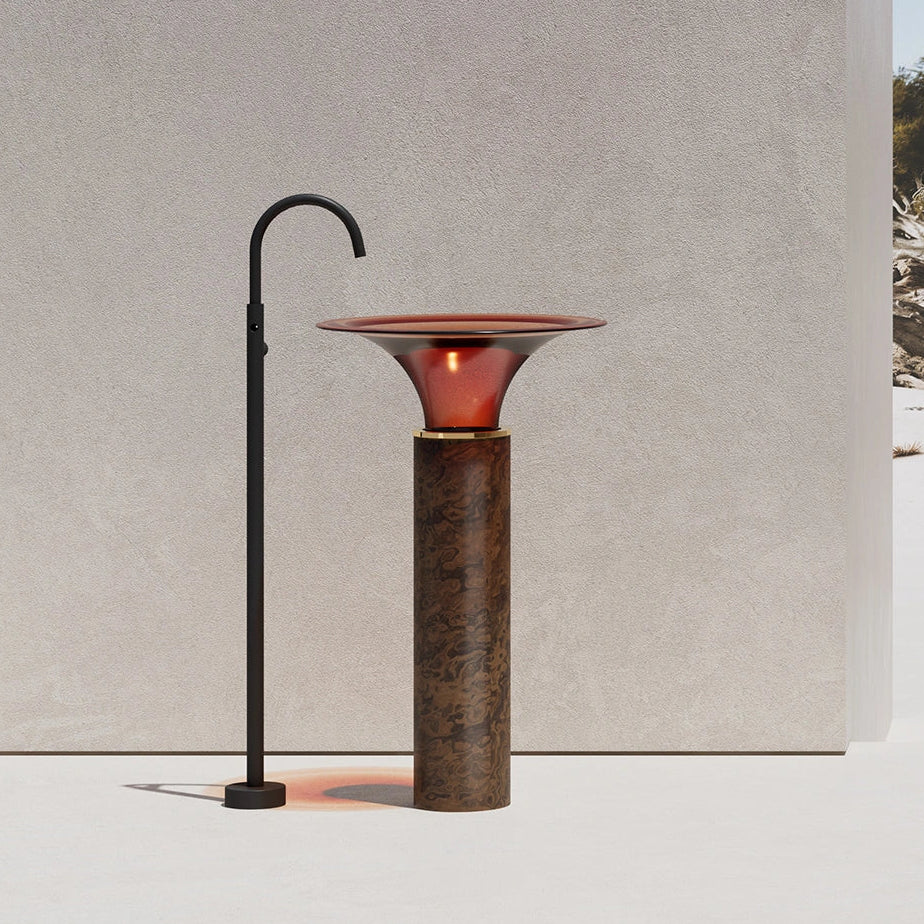 MonBlari SPRING Series Pedestal Basin - Wine Amber&Wood Grain Main image