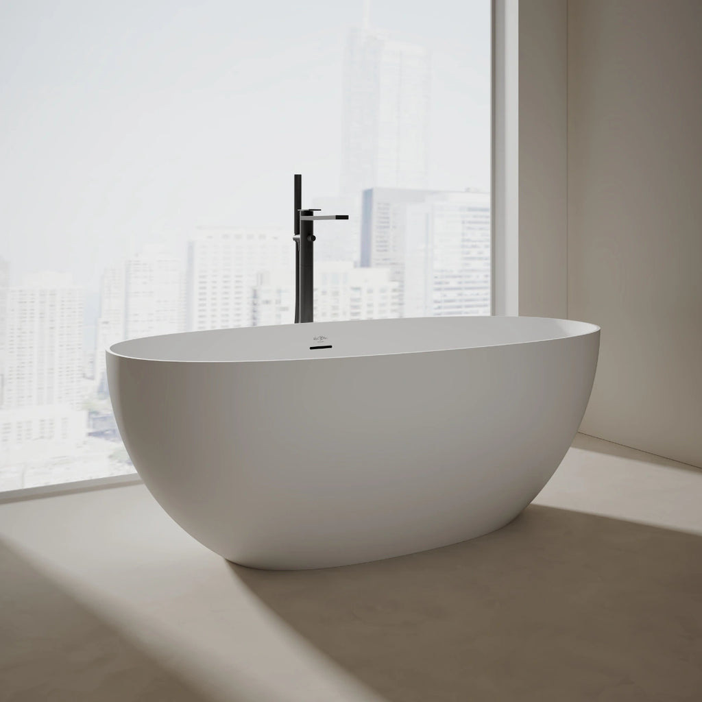 MonBlari TW-8507 White Solid Surface Freestanding Bathtub 1300mm - 1800mm