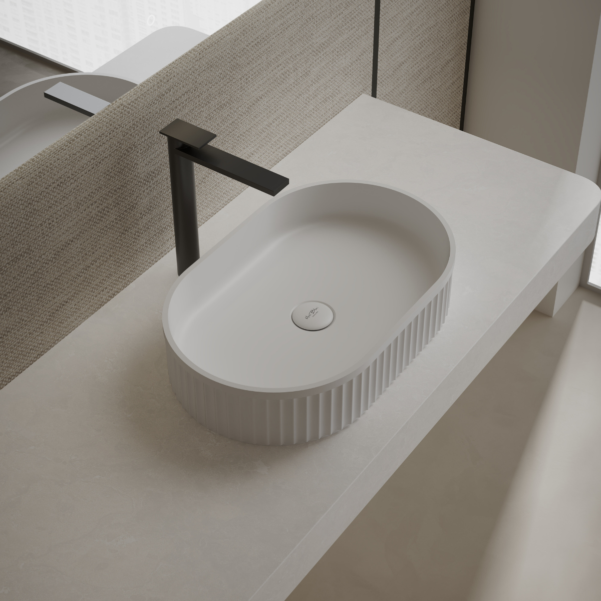 MonBlari TW-A8121 White Solid Surface Countertop Basin 550mm