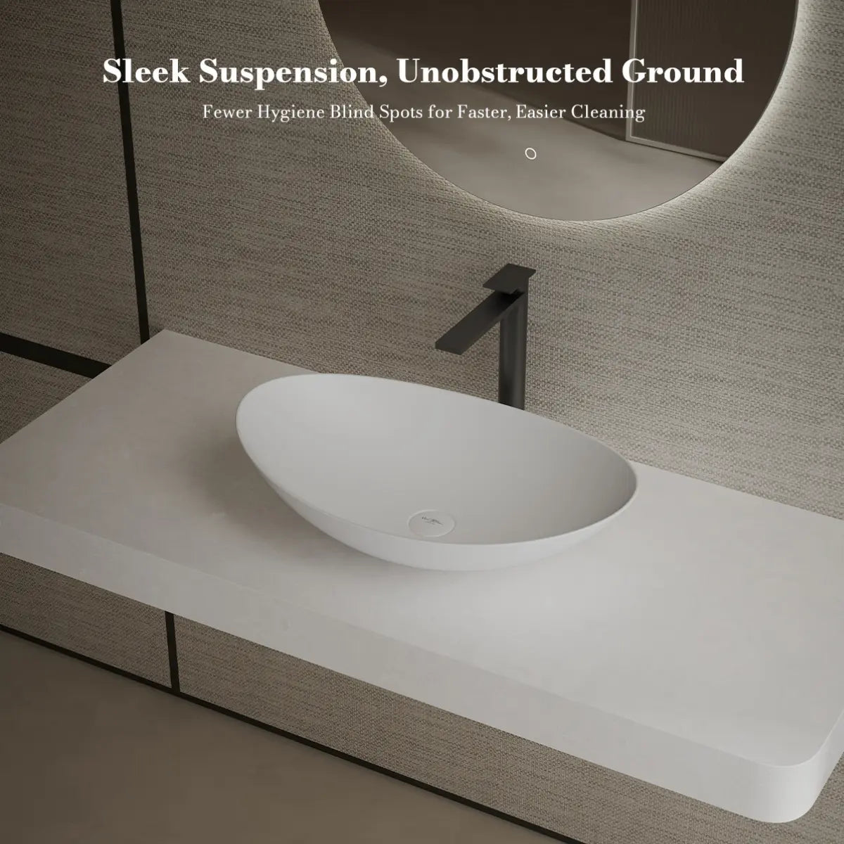 MonBlari XA-A76 White Solid Surface Countertop Basin 600mm