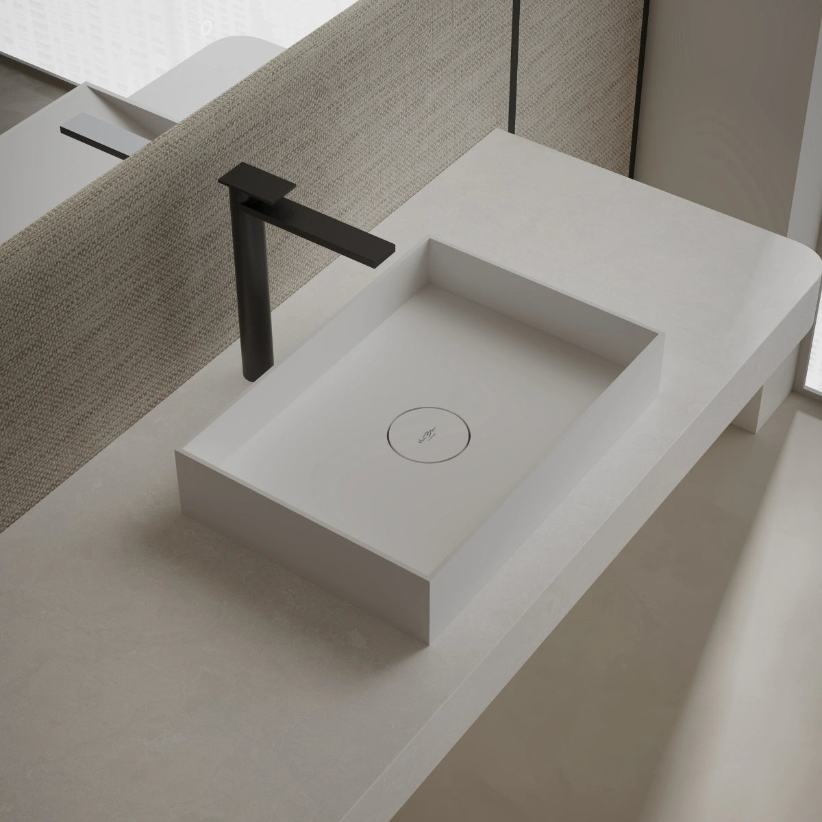 MonBlari TW-A112 White Solid Surface Countertop Basin 450mm - 500mm