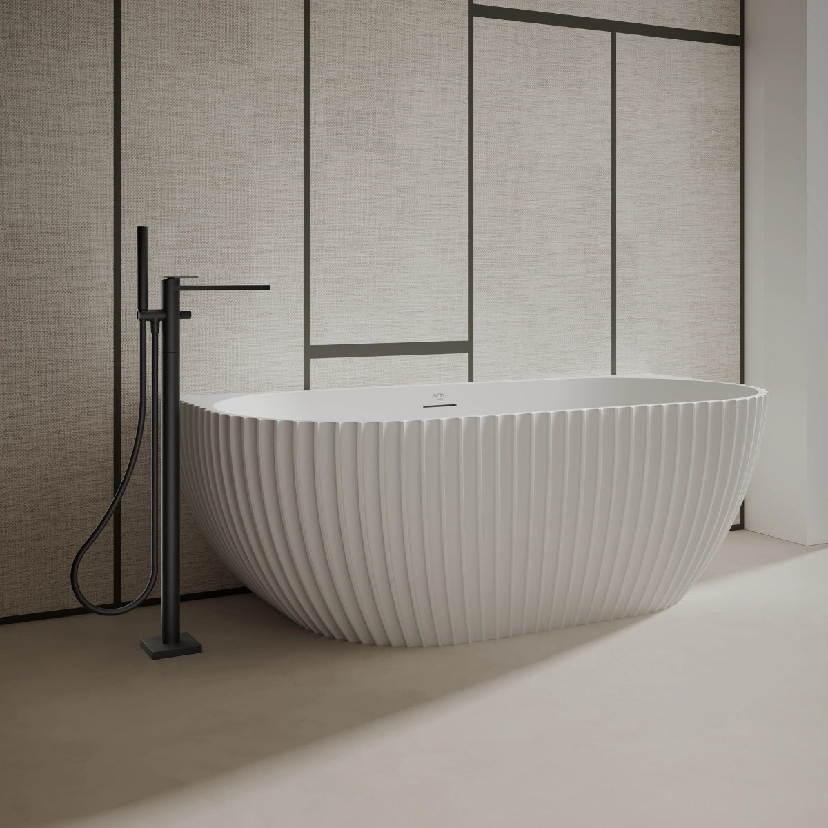 MonBlari MR-88876 White Solid Surface Back-to-Wall Bathtub 1700mm