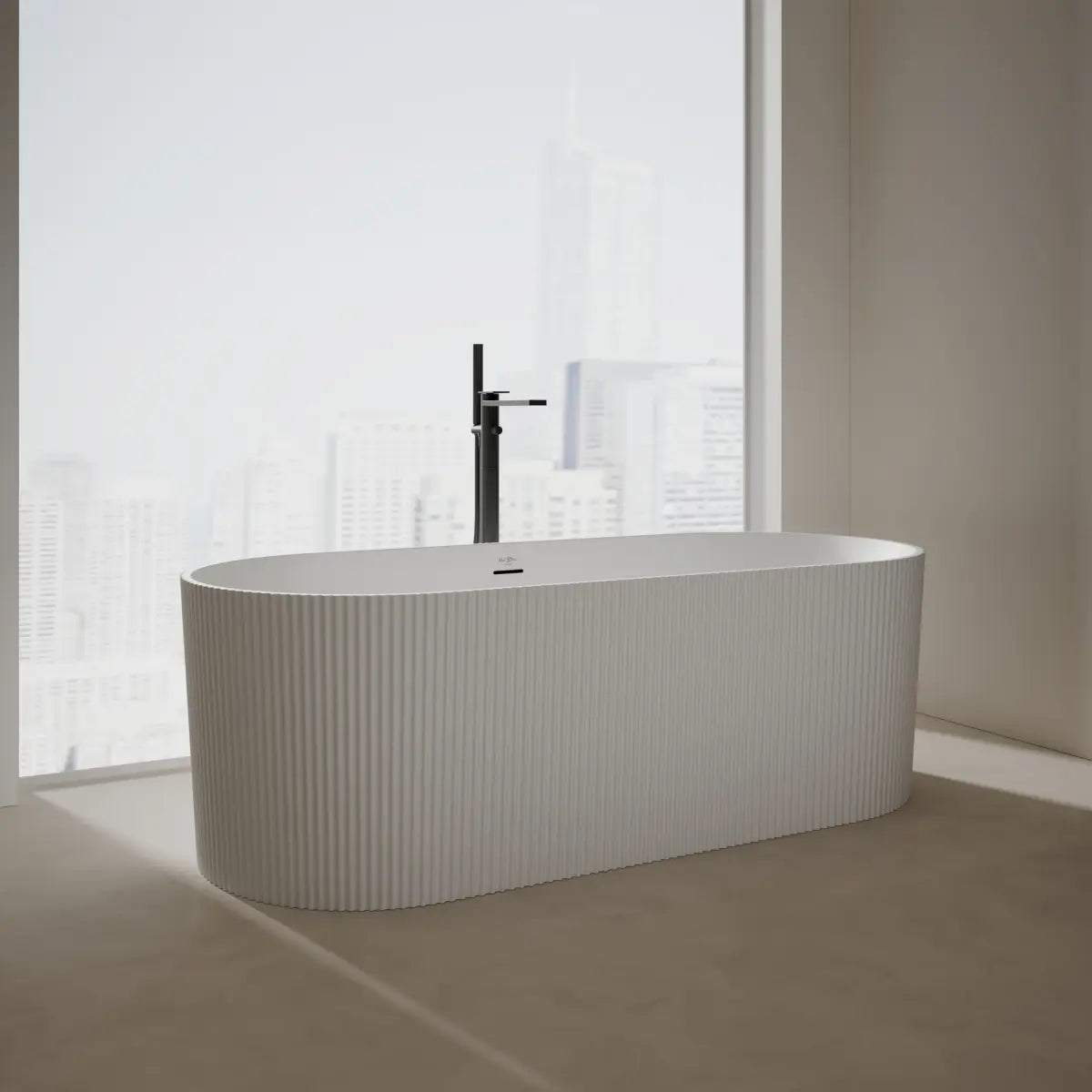 Monblari TW-8301 White Solid Surface Freestanding Bathtub 1700mm