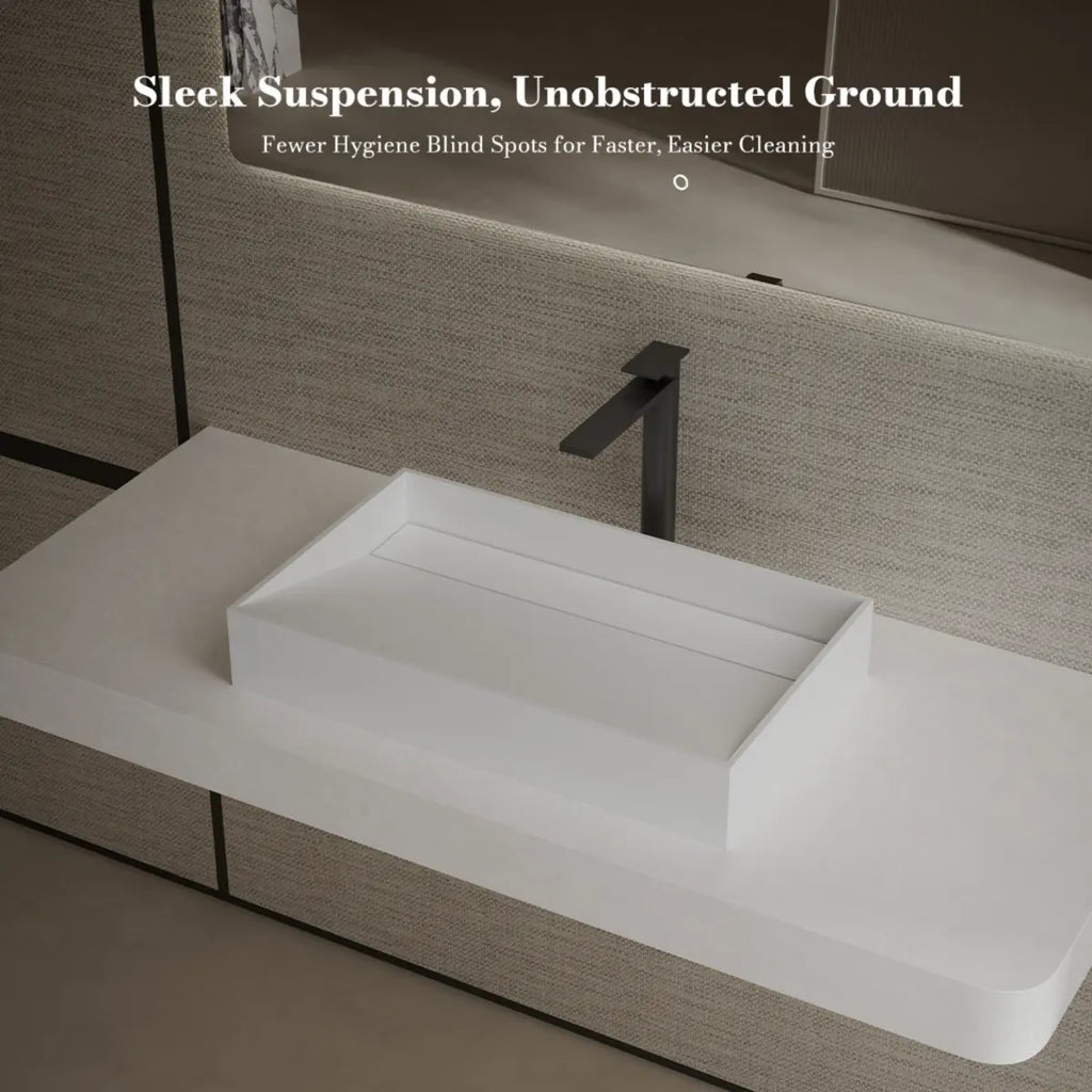MonBlari TW-A160 White Solid Surface Countertop Basin 600mm