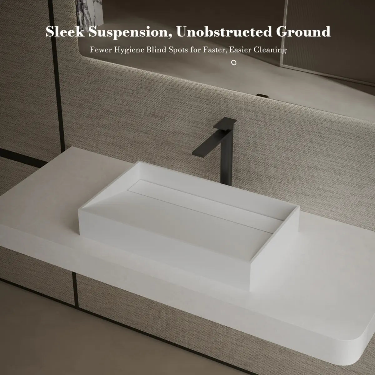 MonBlari TW-A160 White Solid Surface Countertop Basin 600mm