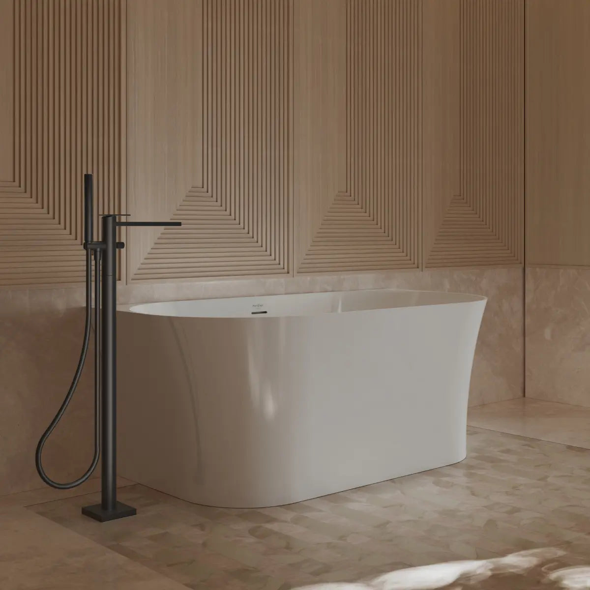 MonBlari TW-7725 White Acrylic Back-to-Wall Bathtub 1500mm - 1700mm