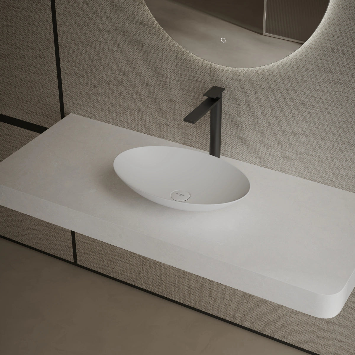 MonBlari XA-A73 White Solid Surface Countertop Basin 500mm
