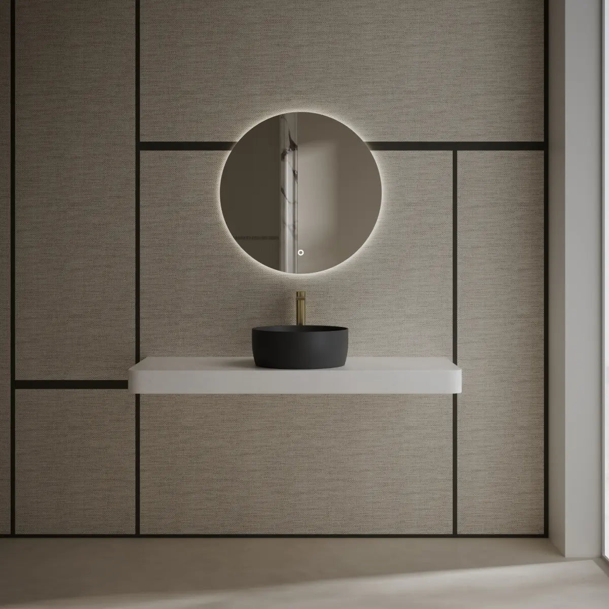 MonBlari TW-A105 Black Solid Surface Countertop Basin 400mm