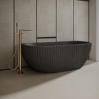 MonBlari MR-88876 Black Solid Surface Back-to-Wall Bathtub 1700mm