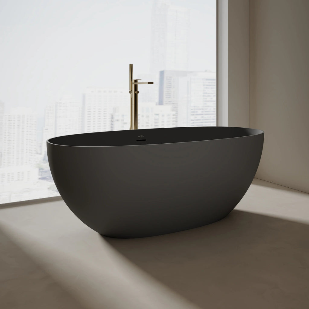MonBlari TW-8507 Black Solid Surface Freestanding Bathtub 1300mm - 1800mm