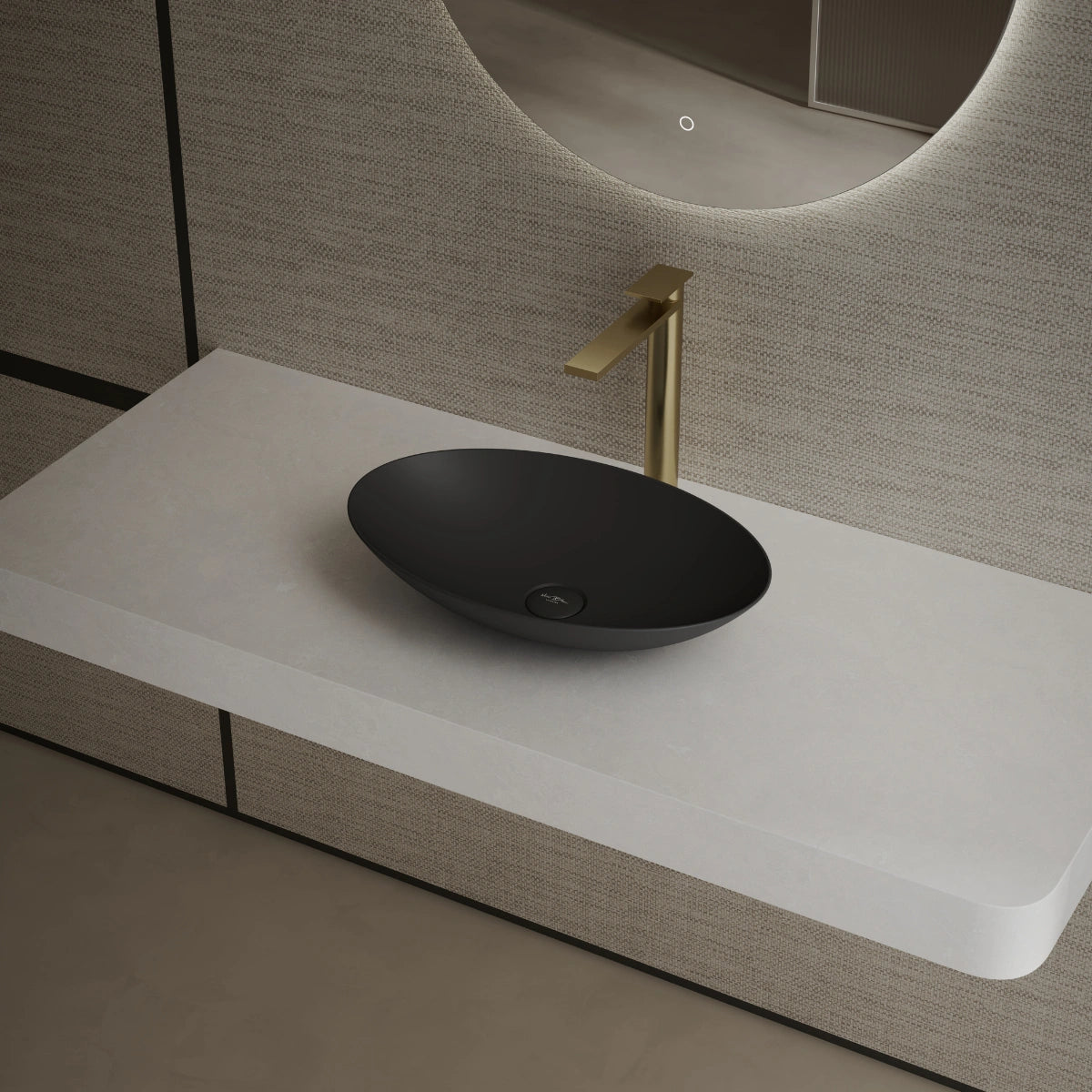 MonBlari XA-A73 Black Solid Surface Countertop Basin 500mm