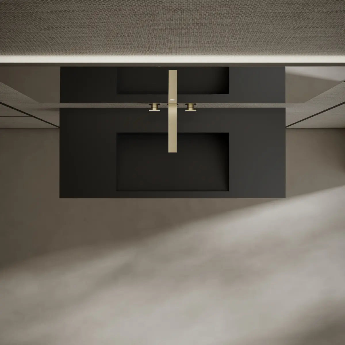 MonBlari TW-G275 Black Solid Surface Wall-Mount Basin 1000mm