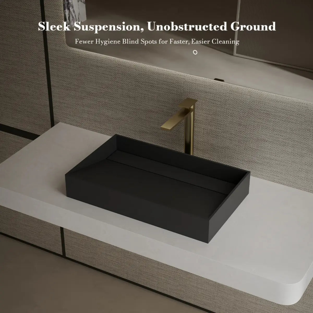 MonBlari TW-A160 Black Solid Surface Countertop Basin 600mm