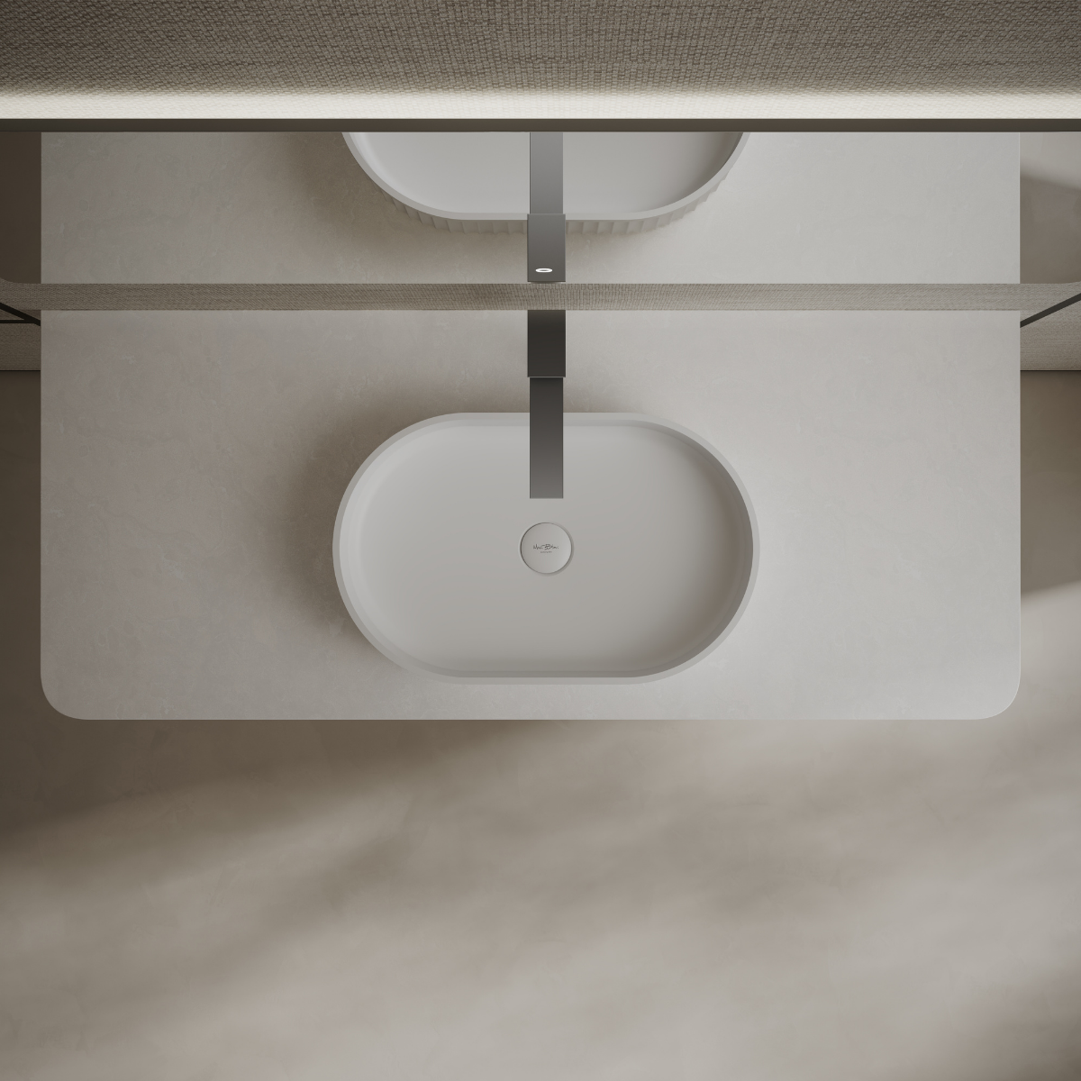 MonBlari TW-A8121 White Solid Surface Countertop Basin 550mm