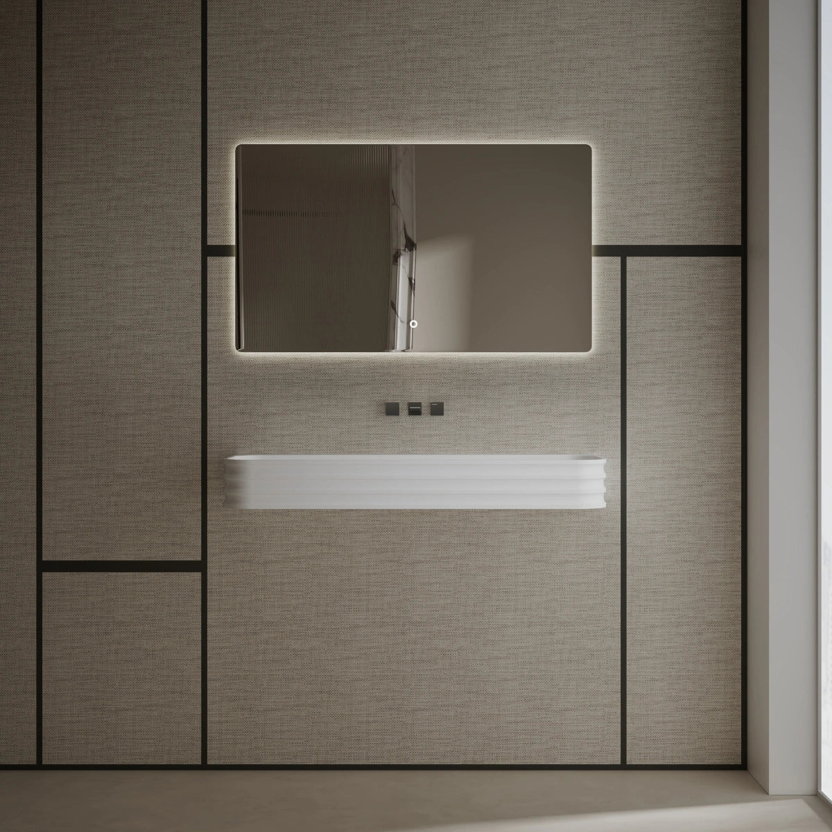 MonBlari MR-G8806-1 White Wall-Mount Solid Surface Basin