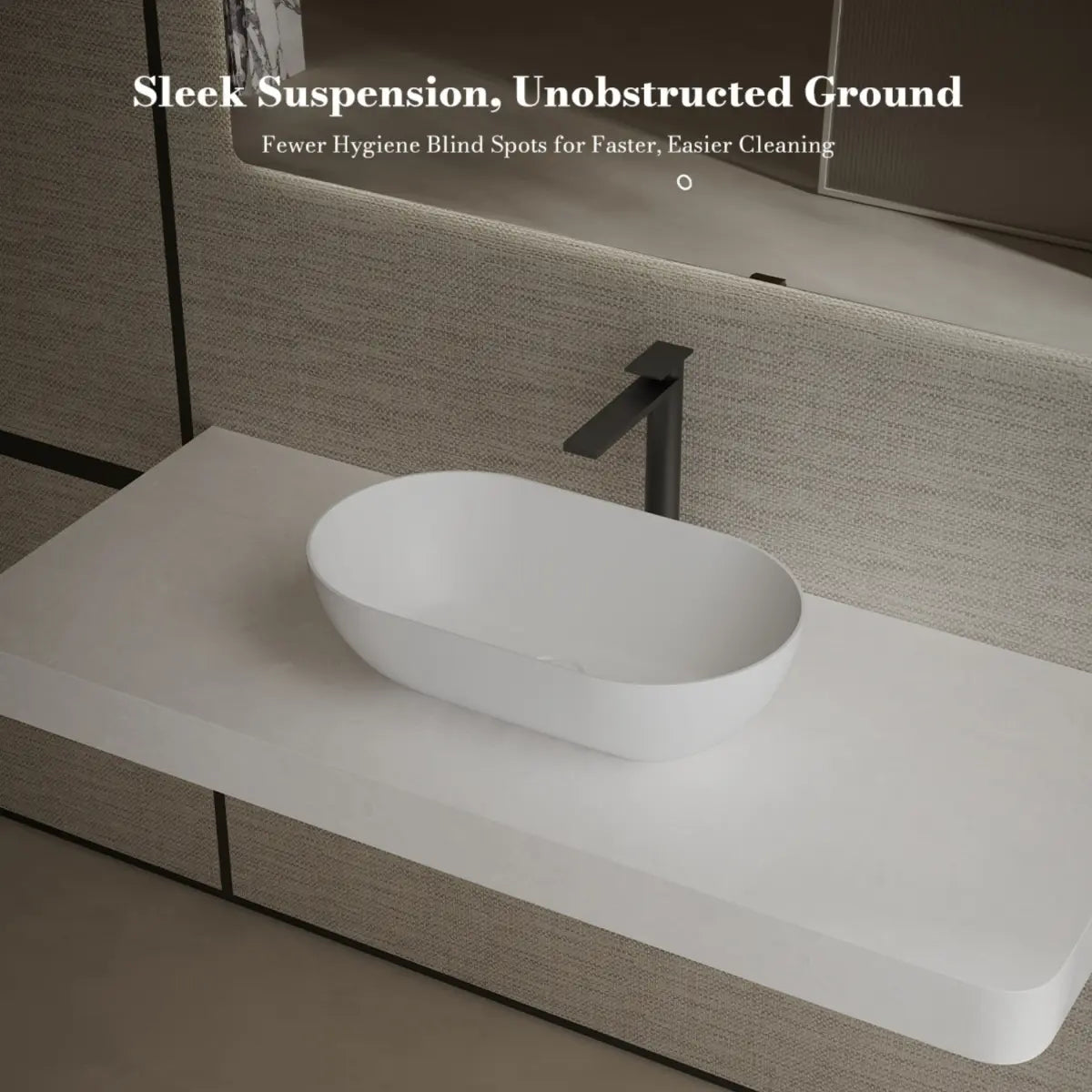 MonBlari XA-A78 White Solid Surface Countertop Basin 560mm