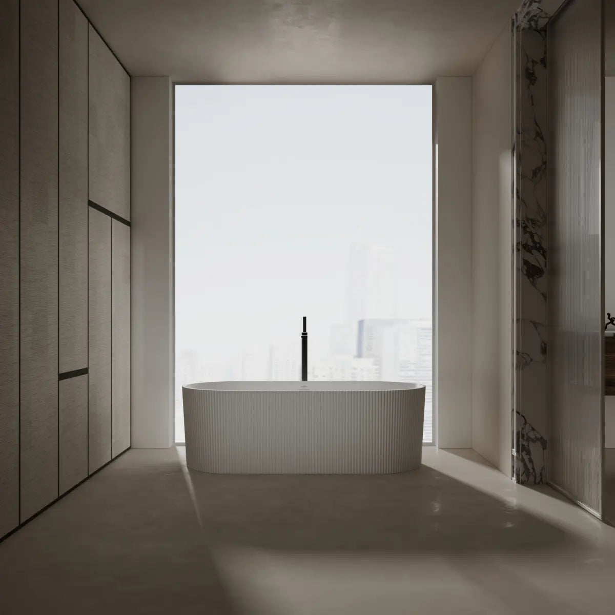 Monblari TW-8301 White Solid Surface Freestanding Bathtub 1700mm