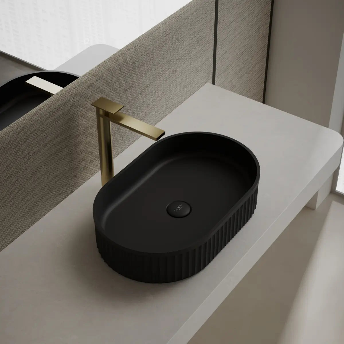 MonBlari TW-A8121 Black  Solid Surface Countertop Basin 550mm
