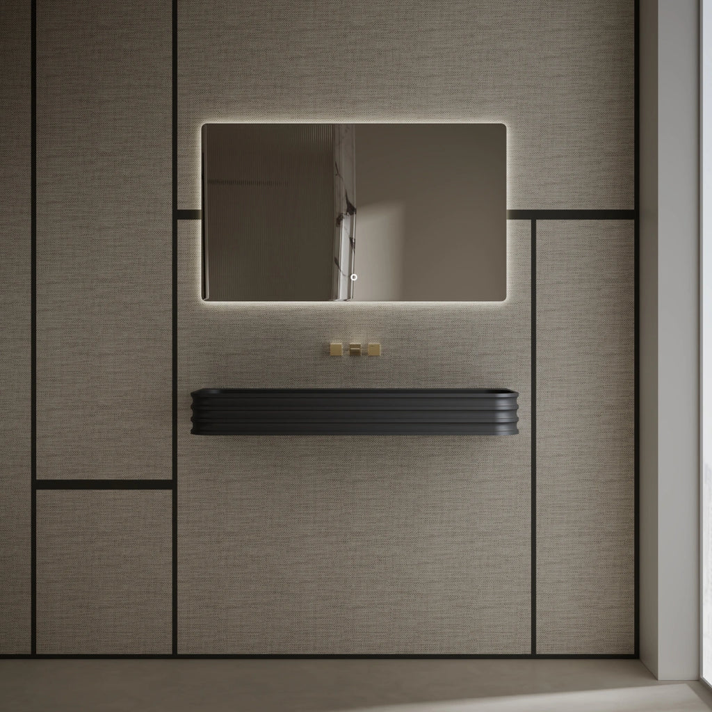 MonBlari MR-G8806-1 Black Wall-Mount Solid Surface Basin