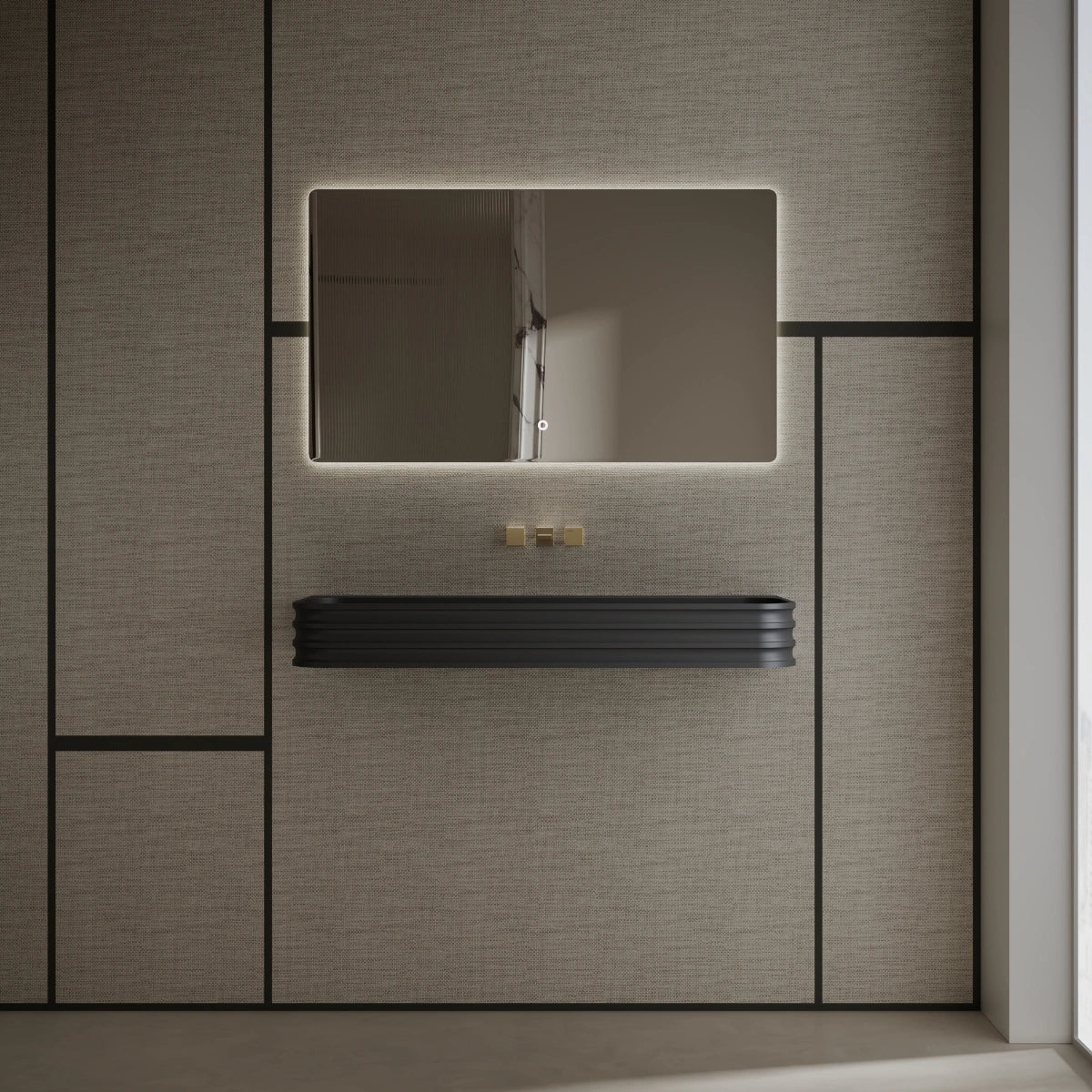MonBlari MR-G8806-1 Black Wall-Mount Solid Surface Basin