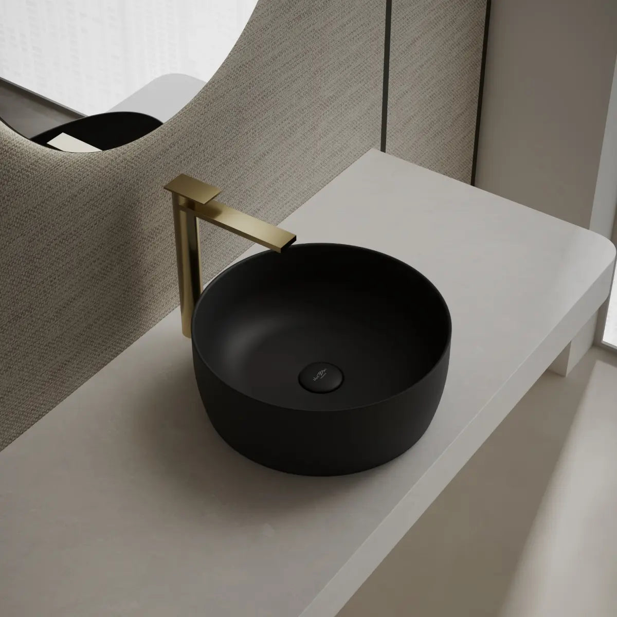 MonBlari TW-A105 Black Solid Surface Countertop Basin 400mm Main image
