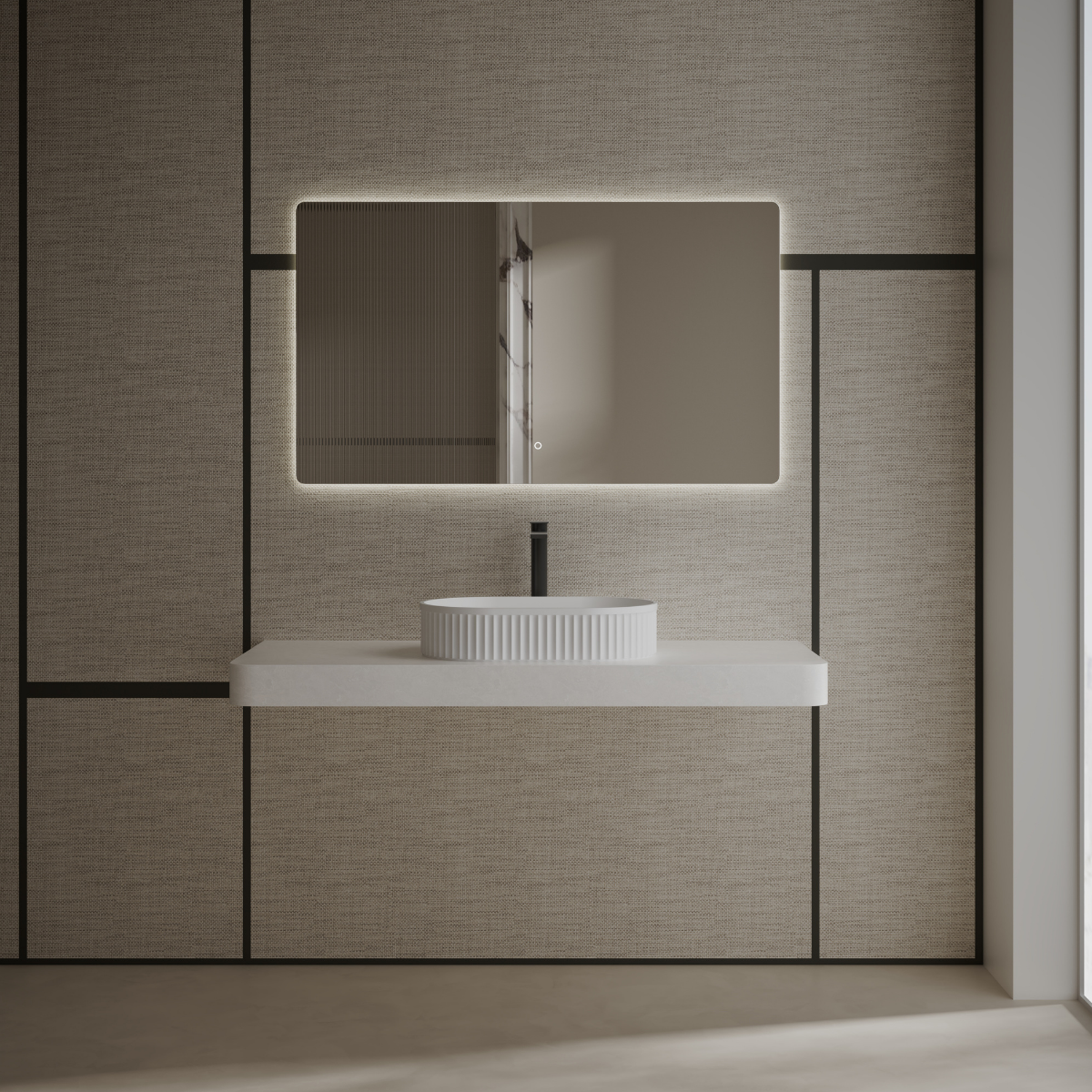 MonBlari TW-A8121 White Solid Surface Countertop Basin 550mm