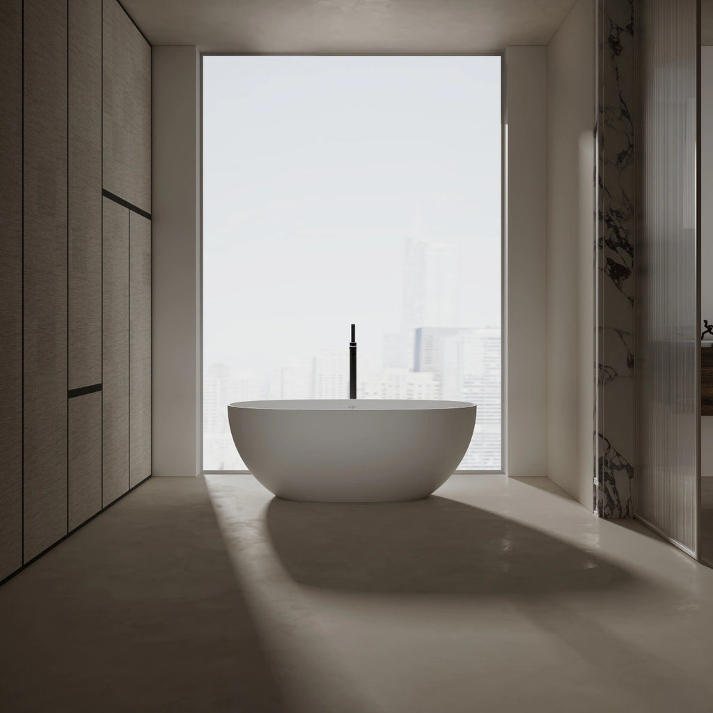 MonBlari TW-8507 White Solid Surface Freestanding Bathtub 1300mm - 1800mm