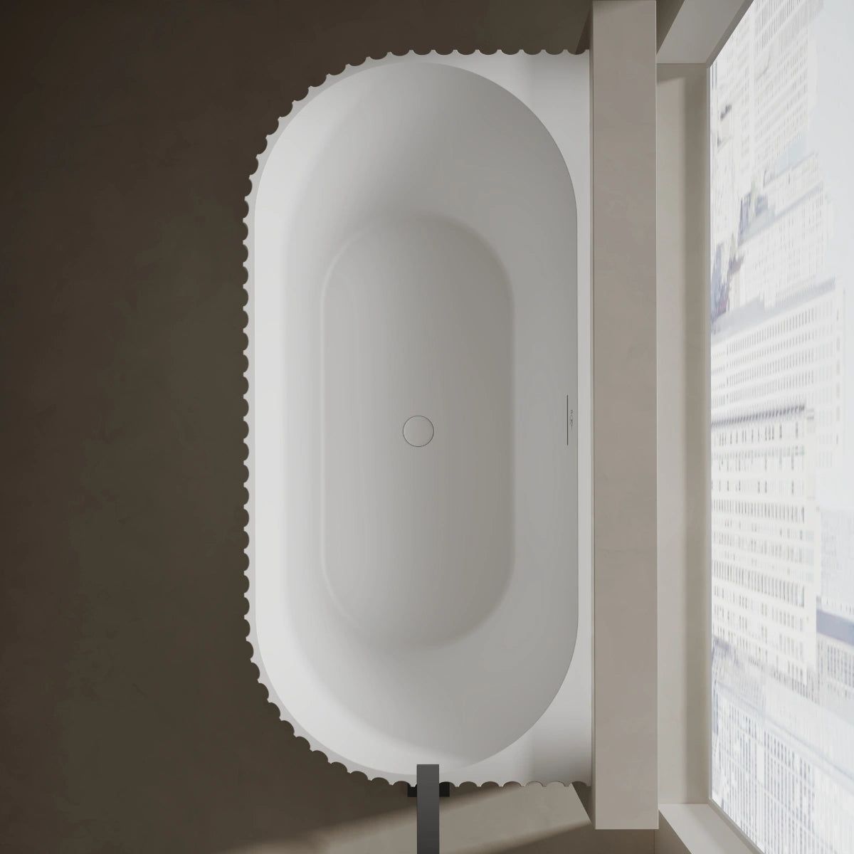 MonBlari MR-88876 White Solid Surface Back-to-Wall Bathtub 1700mm