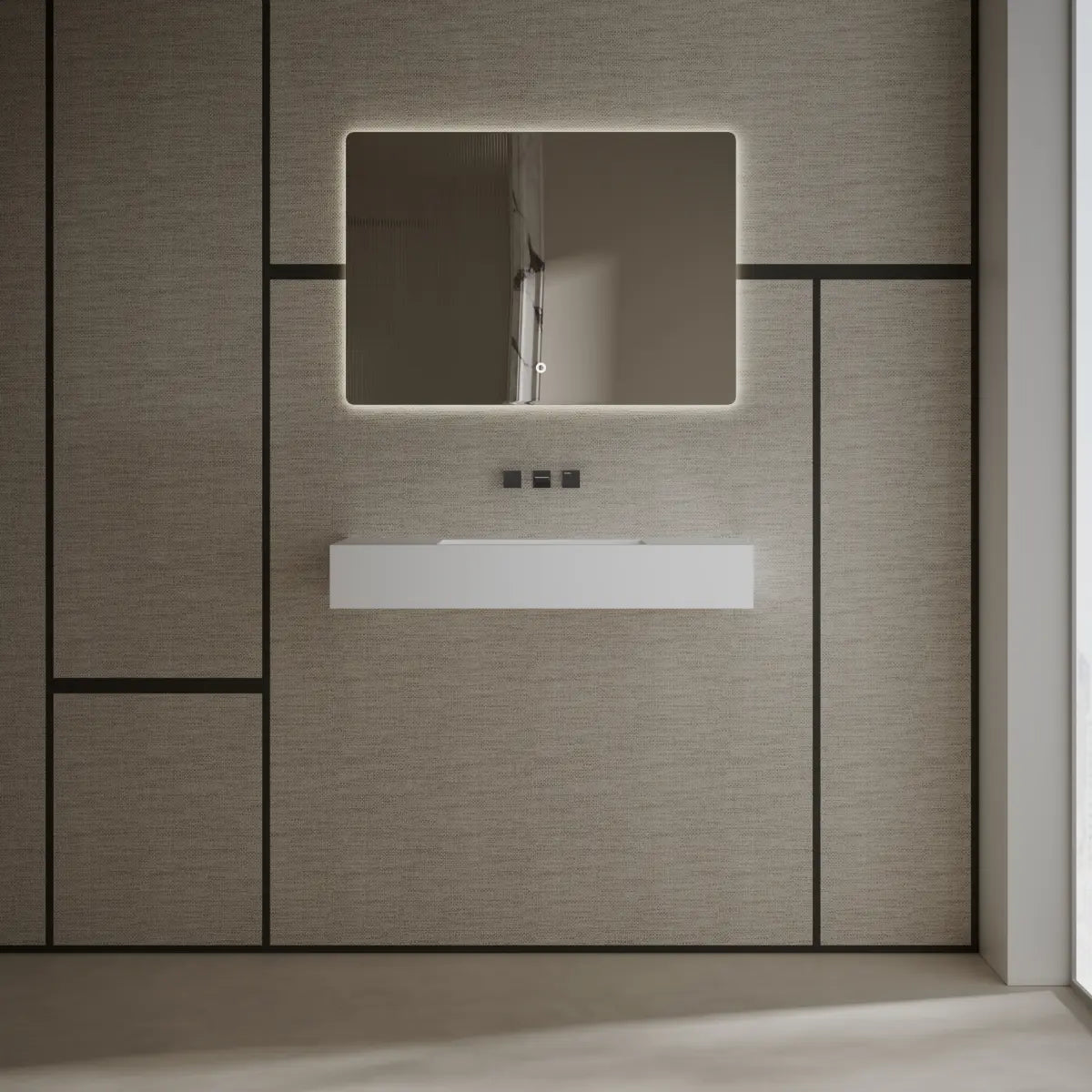 MonBlari TW-G275 White Solid Surface Wall-Mount Basin 1000mm