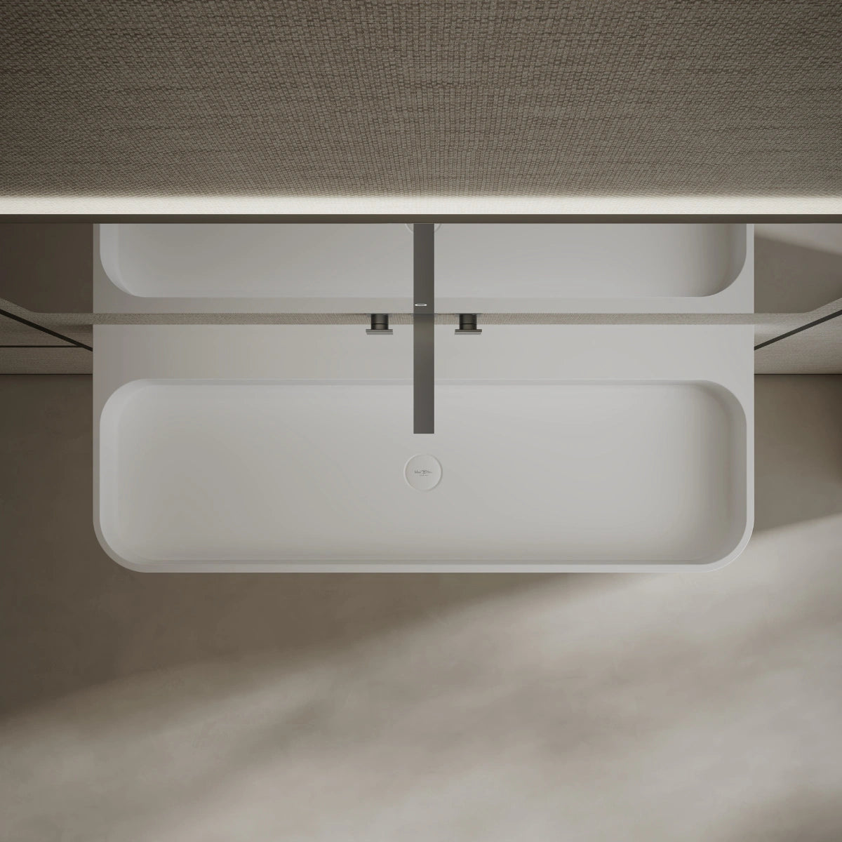 MonBlari MR-G8806-1 White Wall-Mount Solid Surface Basin