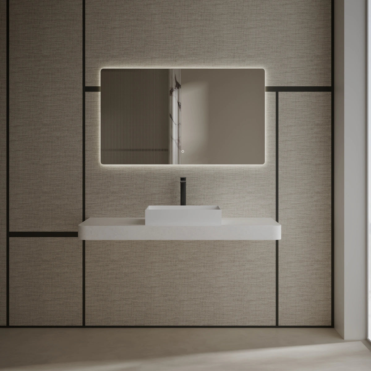 MonBlari TW-A112 White Solid Surface Countertop Basin 450mm - 500mm
