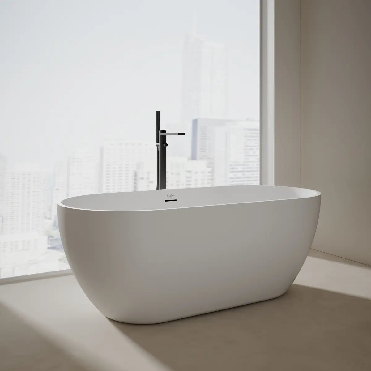 MonBlari TW-8501 White Solid Surface Freestanding Bathtub 1500mm - 1700mm