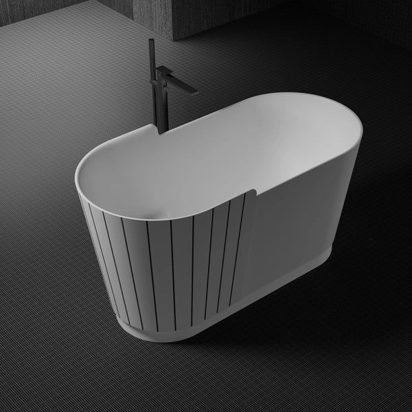 MonBlari Swing Series Sculptural Freestanding Bathtub Soaking Tub with Seat
