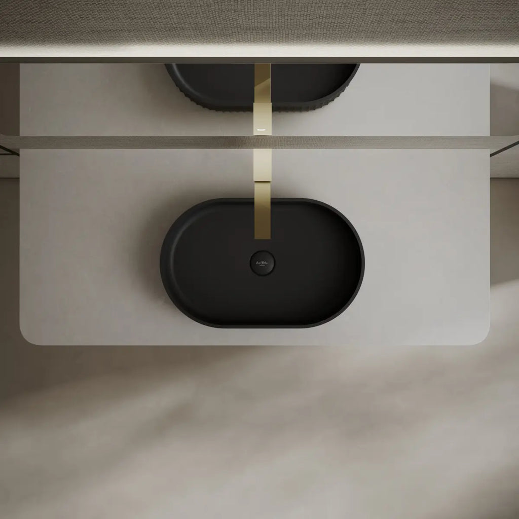 MonBlari TW-A8121 Black  Solid Surface Countertop Basin 550mm