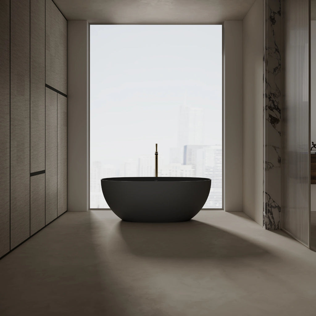 MonBlari TW-8507 Black Solid Surface Freestanding Bathtub 1300mm - 1800mm