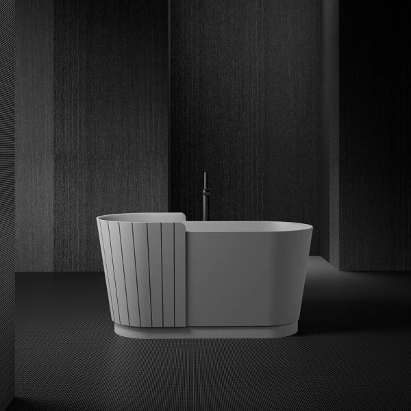 MonBlari Swing Series Sculptural Freestanding Bathtub Soaking Tub with Seat
