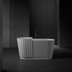 MonBlari Swing Series Sculptural Freestanding Bathtub Soaking Tub with Seat