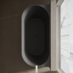 MonBlari MR-88876 Black Solid Surface Back-to-Wall Bathtub 1700mm