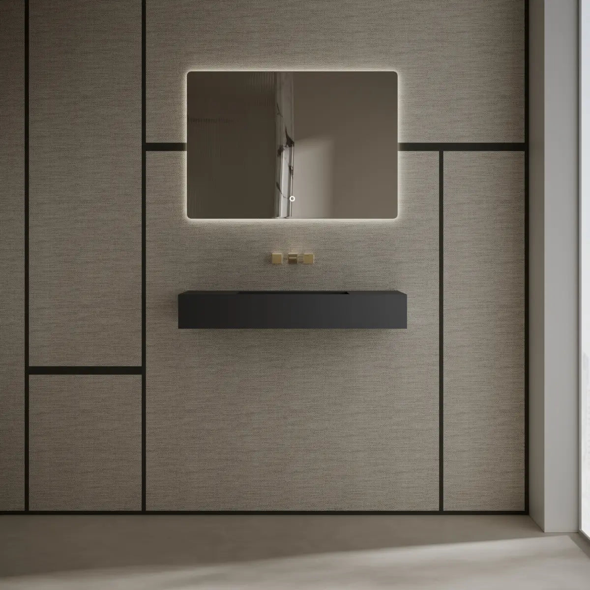 MonBlari TW-G275 Black Solid Surface Wall-Mount Basin 1000mm