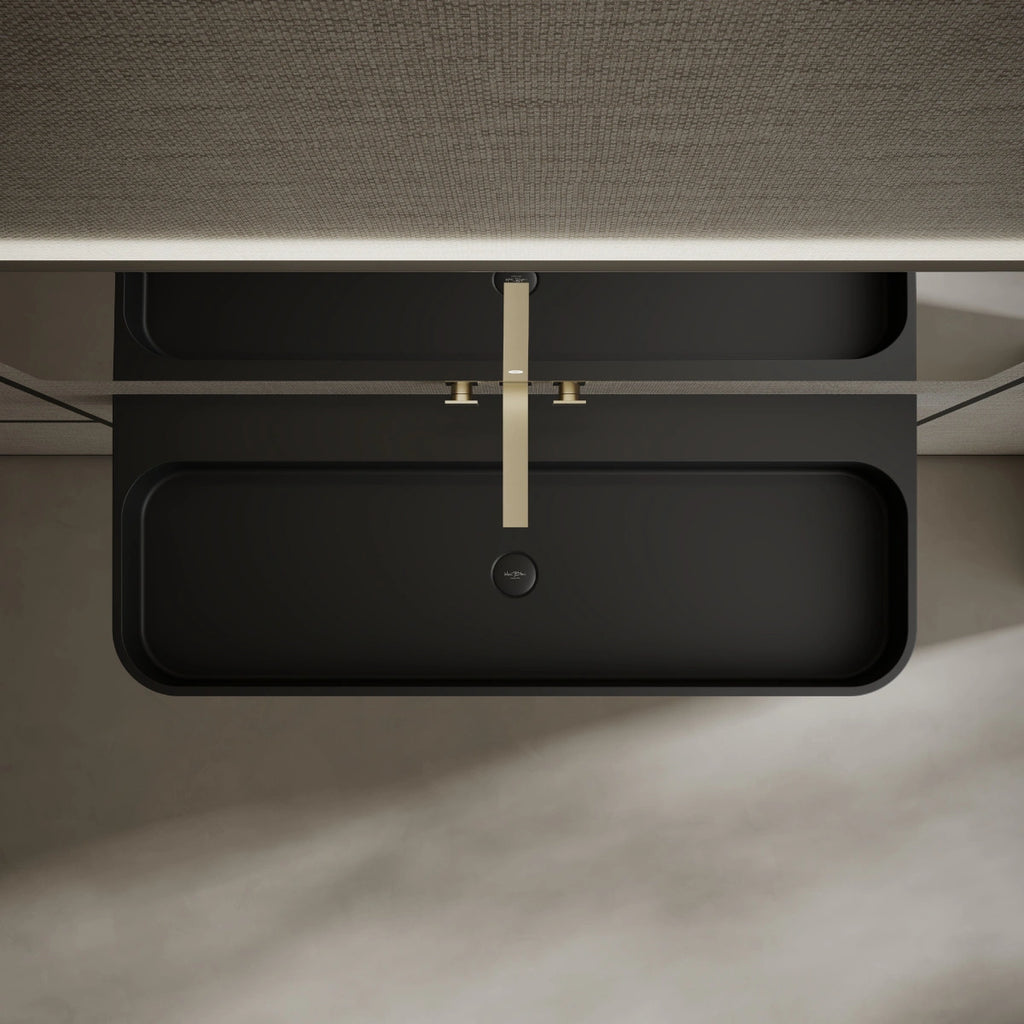 MonBlari MR-G8806-1 Black Wall-Mount Solid Surface Basin