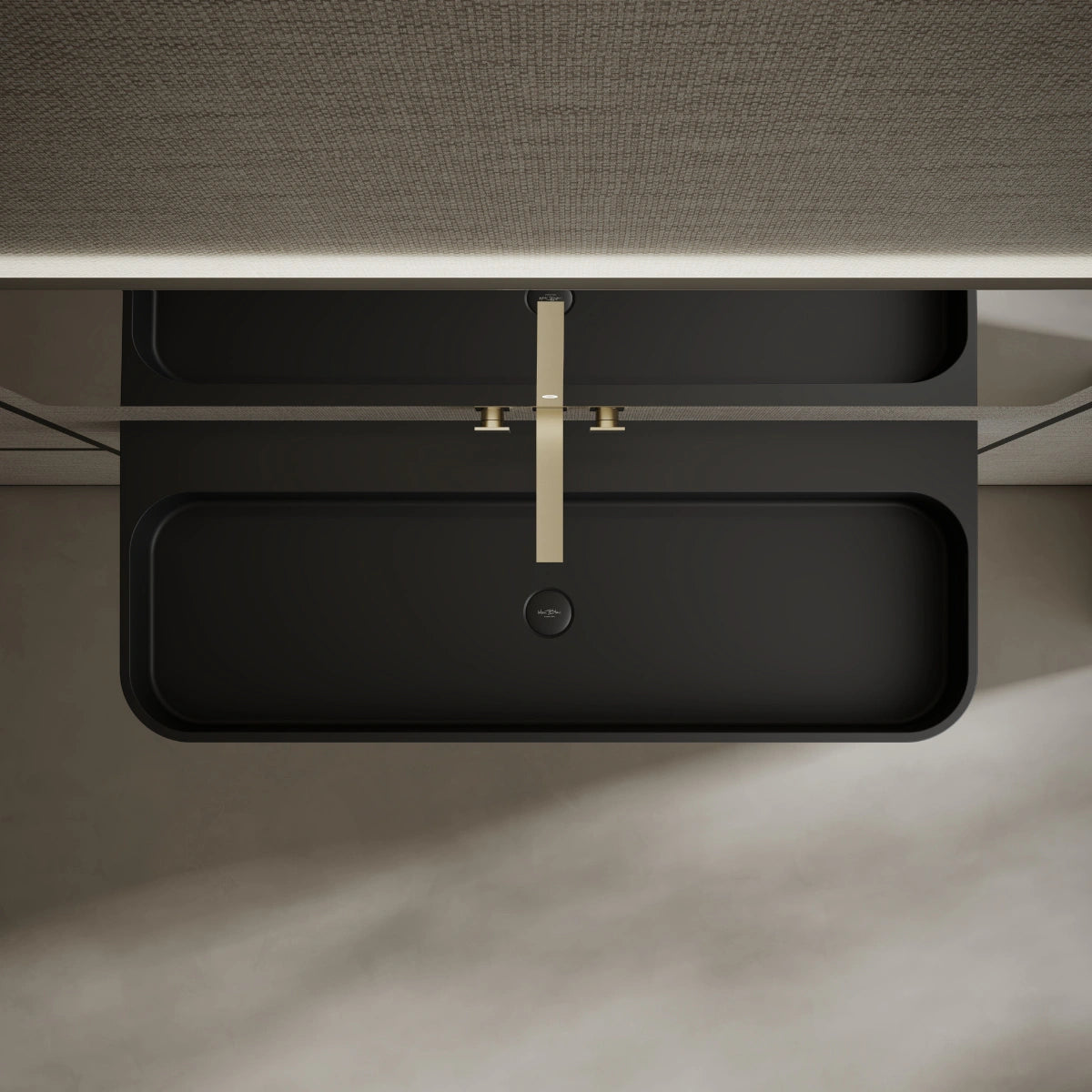 MonBlari MR-G8806-1 Black Wall-Mount Solid Surface Basin