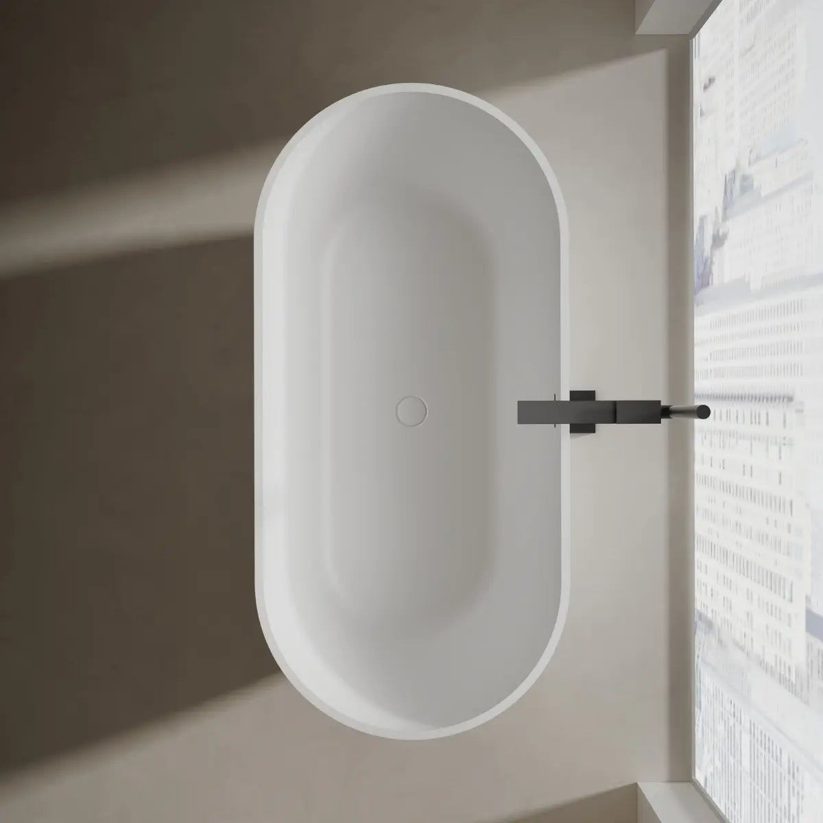 MonBlari TW-8501 White Solid Surface Freestanding Bathtub 1500mm - 1700mm