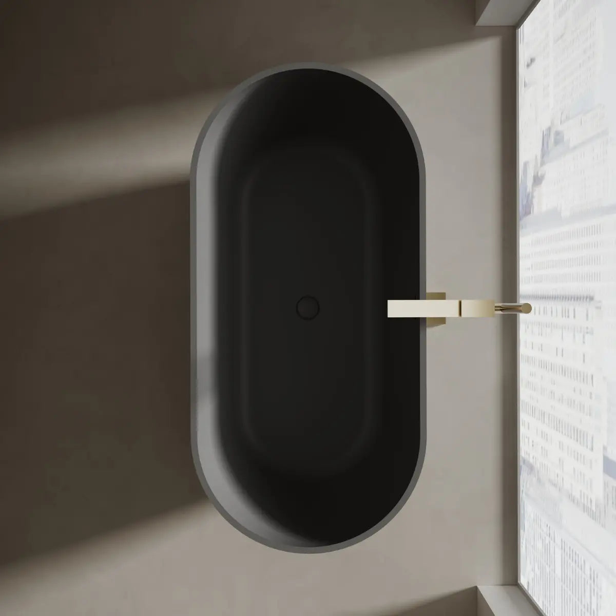 MonBlari TW-8501 Black Solid Surface Freestanding Bathtub 1500mm - 1700mm