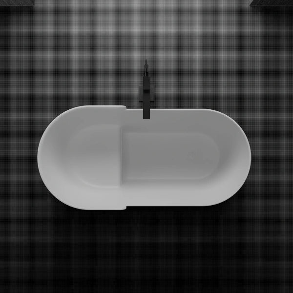 MonBlari Swing Series Sculptural Freestanding Bathtub Soaking Tub with Seat