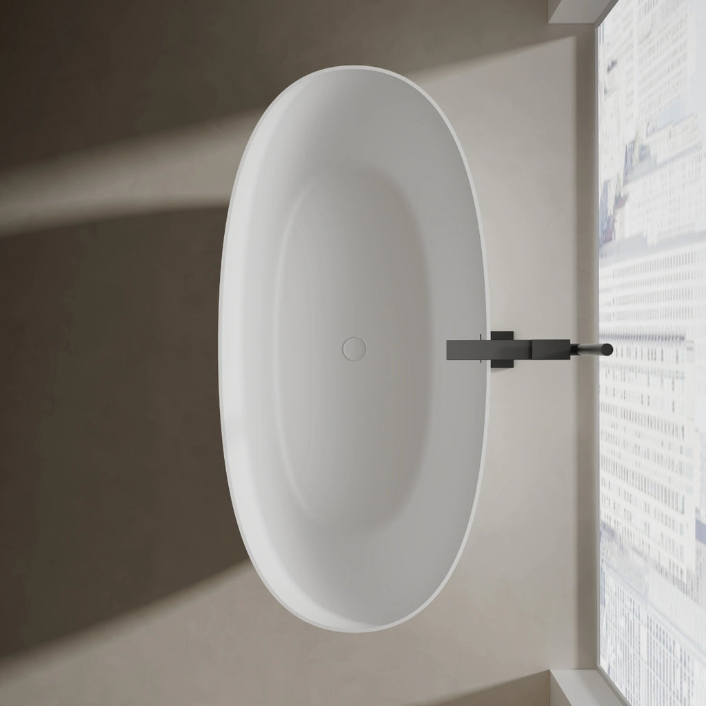 MonBlari TW-8507 White Solid Surface Freestanding Bathtub 1300mm - 1800mm