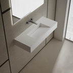 MonBlari TW-G275 White Solid Surface Wall-Mount Basin 1000mm