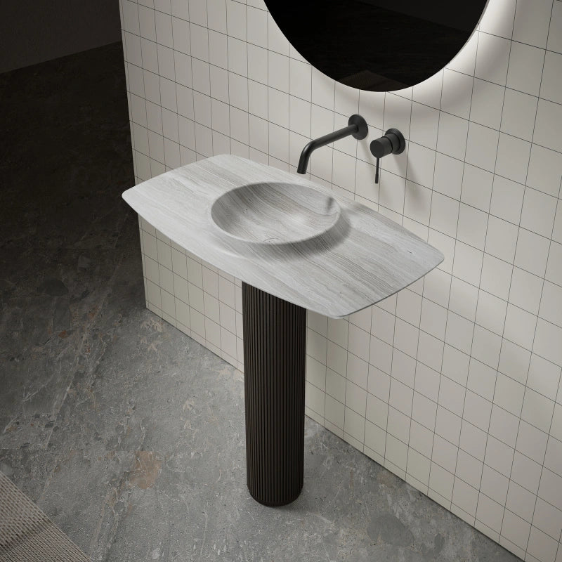 MonBlari CANOE Series Elegant Marble Pedestal Basin