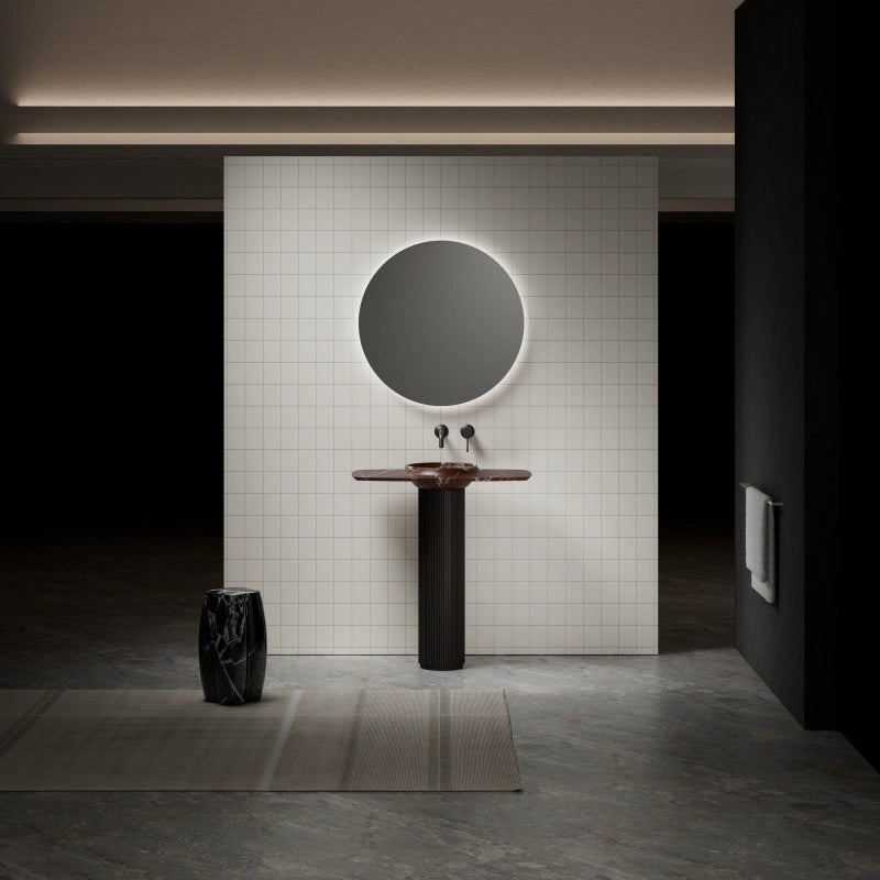MonBlari CANOE Series Rosso Levanto Marble Pedestal Sink