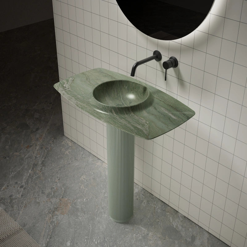 MonBlari CANOE Series Contemporary Marble Pedestal Sink
