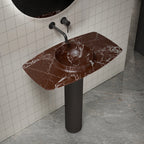 MonBlari CANOE Series Rosso Levanto Marble Pedestal Sink